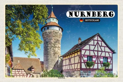 Produktbild von vianmo Holzschild 12x18 cm NürnbergKaiserburg Bildmotiv Reisemotiv Abenteuer Reisen