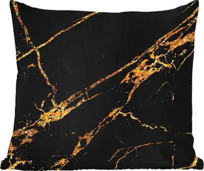 Produktbild von MuchoWow® Outdoor Kissen - Marmor - Gold - Schwarz - Hip - 60x60 cm - Wetterfest - Lounge Kissen - Dekoration - Schlaf Kissen