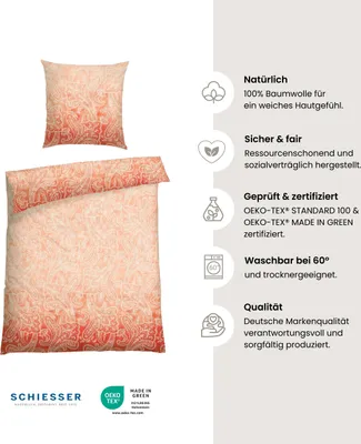 Produktbild von SCHIESSER Bettwäscheset Claire | Paisley | Renforcé | 2-teilig | 100% Baumwolle | Angenehm weich & glatt | YKK-Reißverschluss | 135x200 cm + 80x80 cm | Apricot