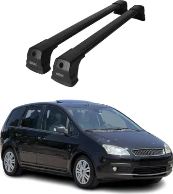 Image de Barres De Toit Transversales pour Ford Focus C-MAX 2003-2010 Alu Noir 2x