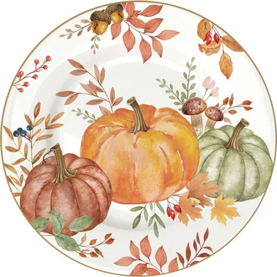 Produktbild von Kuchenteller HARVEST Herbst mit Kürbis D. 19cm weiß orange Porzellan Easy Life