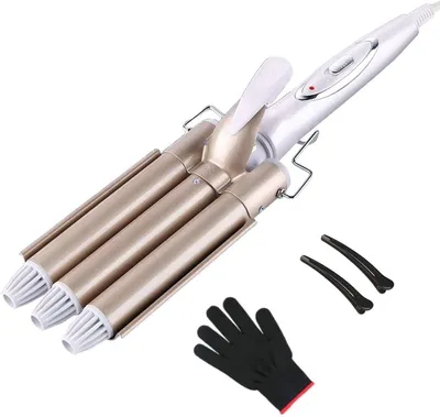 Produktbild von 3 Fässer Lockenstab mit 3 stäben mit einstellbarer Temperatur,Welleisen Schnelle Heizung Große Welle für Lange/kurze Haare, Haar Styling Werkzeug 25mm