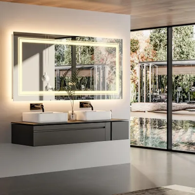 Immagine prodotto di Specchio da bagno a LED - Specchio per il bagno - Specchio da bagno con illuminazione - 100x60 cm