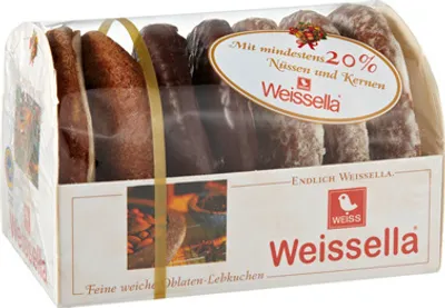 Produktbild von Weiss Weissella Feine weiche Oblaten-Lebkuchen naturell, glasiert und schokoliert 21 x 200 g
