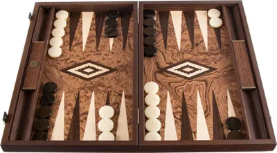 Produktbild von Elegantes Backgammon aus Walnusswurzel mit Integrierten Haltern