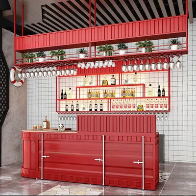 Produktbild von Weinregal Wandmontiertes Weinregal Modernes Weinregal 3-Tier Weinregal Wand Bar-Einheit Schwebendes Regal Glasregal Weinhalt 100*25*125cm Rot /BJJJ/