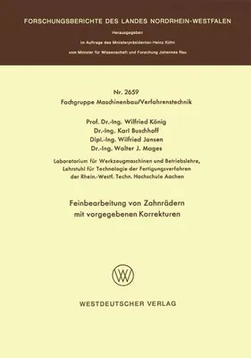 Obrázek produktu pro Feinbearbeitung von Zahnrädern mit vorgegebenen Korrekturen