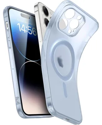 Immagine prodotto di Custodia per iPhone 14 Pro, in silicone trasparente con tecnologia MagSafe, resistente agli urti, sottile, anti-ingiallimento, trasparente, colore blu scuro