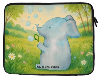 Produktbild von Mr. & Mrs. Panda Laptophülle Elefant Seifenblasen Design 33 x 42 cm - Weiß - Geschenk, Liebe, Lustige Sprüche, Elefanten, Laptop Case, Notebook Tasche, Laptoptasche