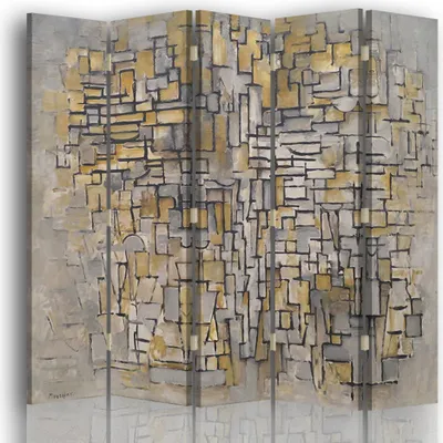Produktbild von Paravent - Raumteiler Komposition Nr. II - Piet Mondrian - Dekorativer Raumtrenner cm. 180x170 (5 x)