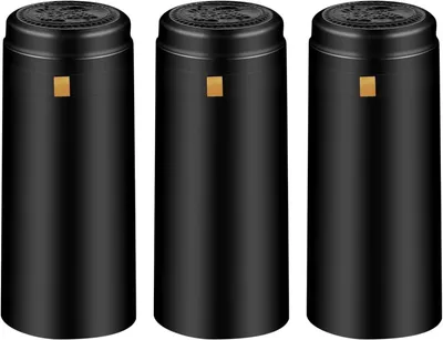 Productafbeelding van Krimpcapsules Wijnflessen - Krimphulzen Folie - Wijn Verpakken - Met Afscheur lipjes - 120 Stuks - Mat Zwart