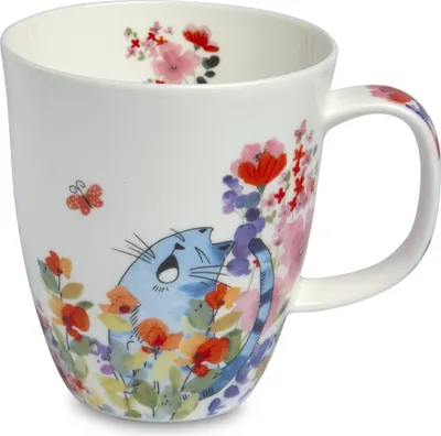 Produktbild von Becher, Tasse Katze Fiona für 400ml weiß bunt aus Porzellan TeaLogic