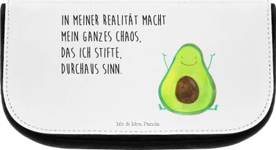 Produktbild von Mr. & Mrs. Panda kosmetiktäschchen Avocado Glücklich - Weiß - Geschenk, Veggie, Kulturtasche, Freude, Chaos, Make-Up Tasche, Chaotisch, Organizer, Kulturbeutel