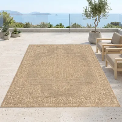 Immagine prodotto di Tappeto beige, facile da pulire, adatto per interni, balconi e terrazzi. Dimensioni: 160 x 230 cm