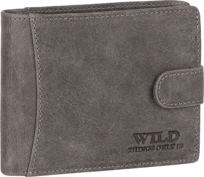 Produktbild von RFID echt Leder Portemonnaie Geldbörse Geldbeutel Herren Querformat Grau (5503)