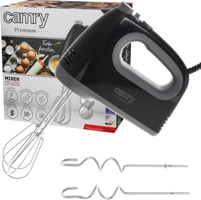 Produktbild von Camry Premium CR 4220B, Handmixer, Schwarz, Grau, Schlagen, Kneten, Mixen, 750 W, 220-240 V, 50 - 60 Hz