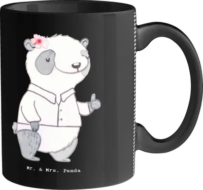 Produktbild von Mr. & Mrs. Panda Trinkbecher Unternehmensberaterin Herz - Schwarz - Geschenk, Tasse, Teetasse, Becher, haferl, Kaffeetasse