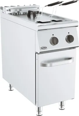 Immagine prodotto di Friggitrice Combisteel con 2 cestelli e 22 litri, 400V, realizzata in acciaio inox, 400x900x900mm