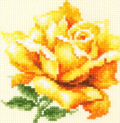 Productafbeelding van Magic Needle Zweigart Edition borduurpakket "Yellow Rose", geteld, DIY, 11x11cm