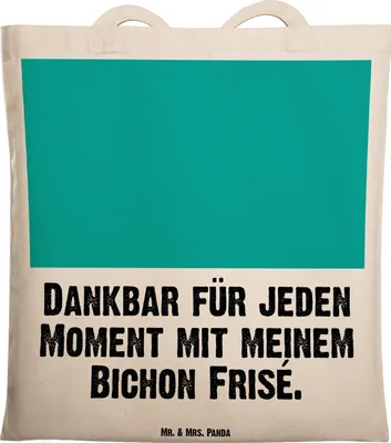 Produktbild von Mr. & Mrs. Panda Tote Bag Bichon Frisé Moment - Transparent - Geschenk, Shopping Tasche, Einkaufstasche, Jutebeutel, Laptoptasche