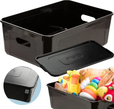 Produktbild von Aufbewahrungsbox Mit Deckel 39X26X13.4 Cm 14 L Kunststoffbehälter Container Schwarz