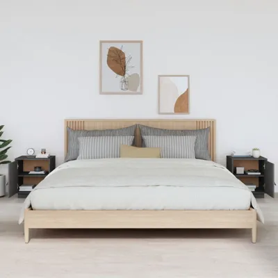 Produktbild von The Living Store Nachttische 2 Stk. Grau 40x34x45 cm Massivholz Kiefer