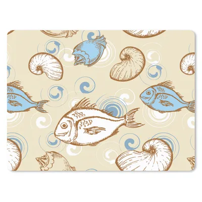 Produktbild von MuchoWow® Mauspad Mousepad Fisch - Muscheln - Pastell - Design - Vintage 23x19 cm - Mousepads - Maus Mat - Pad - Mausunterlage - Schreibtischunterlage - Mauspad