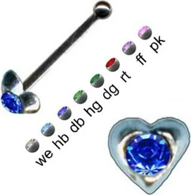 Produktbild von Nasenpiercing: Nasenstecker Piercing Herz 925 Silber weiß (we)