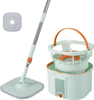 A cleaning mop and bucket system displayed against a white background.