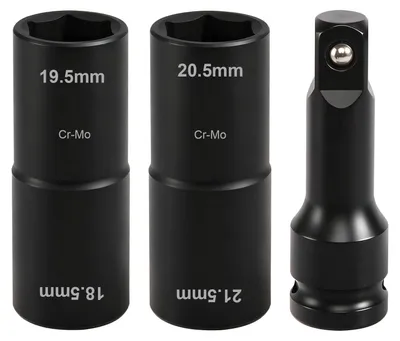 Productafbeelding van Dubbelkop slagschroevendraaier moerset 3 stuks met 1/2" krachtverlengstuk