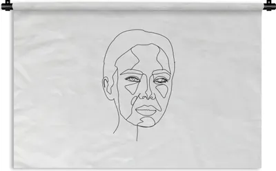 Produktbild von MuchoWow® Wandteppich Wandbehang Linienkunst - Frauen - Weiß 90x60 cm Tapisserie Dekoration Wandtuch - Wandskulpturen - Bildteppich
