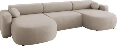 Produktbild von MIRJAN24 Ecksofa Nicelo U, Wohnzimmer U-Form mit Bettkasten und Schlaffunktion, Dekorative Kissen-Set, Seite universal (Farbe: Velo 623)