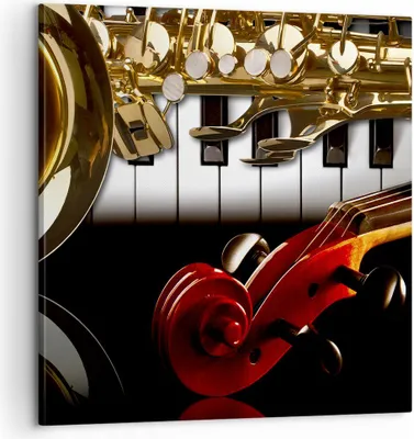 Produktbild von Bild auf Leinwand - Leinwandbild - Klaviertasten Musik Instrumente - 60x60cm - Wand Bild - Wanddeko - Leinwanddruck - Bilder - Kunstdruck - Wanddekoration - Leinwand bilder - Wandkunst - AC60x60-2679