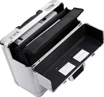 Produktbild von DERMATA abschliessbarer Piloten-Trolley aus Aluminium mit Laptopfach 17'' silber