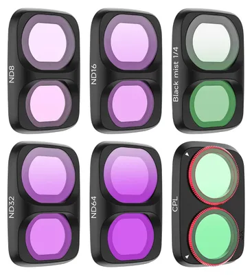 Image de INF Kit mixte de 6 filtres pour appareil photo compatible avec Pocket 4P — CPL, ND8/ND16/ND32/ND64, 1/4 Black, verre optique Schott
