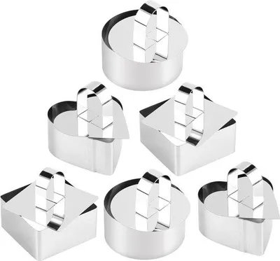 Immagine prodotto di Set di 6 anelli per dessert e piatti, set di anelli per dolci, anelli da portata in acciaio da 8 cm, per dessert e torte fatti in casa.