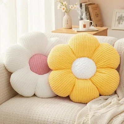 Productafbeelding van Famanu Kussen Set, 2 stuks – Bloemenmotief, 40 cm, decoratief, wit en geel