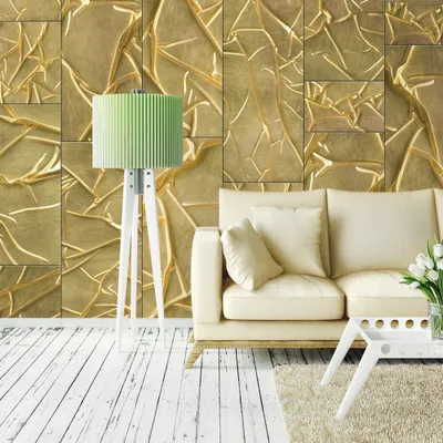 Produktbild von PURO TAPETE - Realistische Tapete ohne Rapport und Versatz 10m Vlies Tapetenrolle Wandtapete modern design Fototapete - Abstrakt Textur Stoff gold f-A-0409-j-b