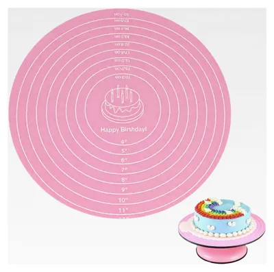 Produktbild von Silikon-Backmatte mit Messskala, für Kuchen und Gebäck, hitzebeständig und antihaftbeschichtet, Rosa
