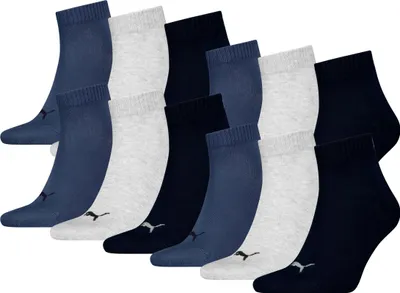 Produktbild von 12 Paar Uni Puma Quarter kurze Sportsocken in Navy Grau Größe 47-49