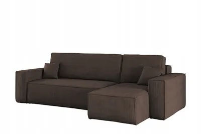 A dark brown sectional sofa shown from the front-left side against a white background.