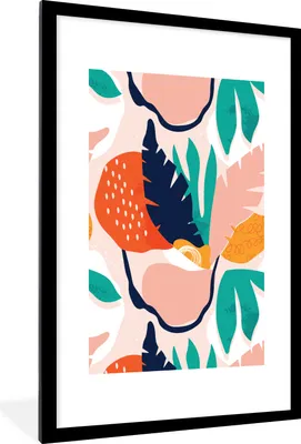 Produktbild von MuchoWow® MuchoWow® Gerahmtes Poster Dschungel - Blätter - Muster 60x90 cm - Poster mit zchwarzem Bilderrahmen - Dekoration - Wandposter Wohnzimmer - Hochwertig