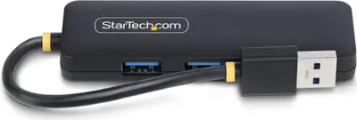 Produktbild von StarTech.com 4-Port USB-A Hub, 5Gbps, USB Busbetrieben, Mini USB Hub, Multi-Port USB Splitter, Desktop USB 3.0 Hub mit 4x USB-A Ports, USB Reisehub ohne Netzteil, USB 3.2 Gen 1 (3.1 Gen 1) Type-A, USB 3.2 Gen 1 (3.1 Gen 1) Type-A, 5000 Mbit/s, Schwarz, Kunststoff, Thermoplastisches Elastomer (TPE)