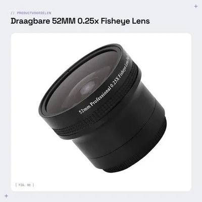 Productafbeelding van Dailygoods- Fisheye Lens 52MM 0,25x - Draagbare Lens - Optisch Glas - Hoge Definitie - Inclusief Opbergtas - Lichtgewicht 310g - Camera Lens