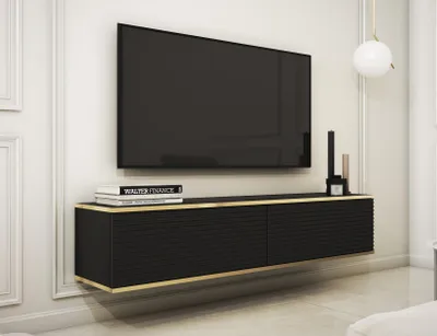 Produktbild von AX LIVING TV Hängeschrank Orkis MDF 135 cm Modern in Schwarz