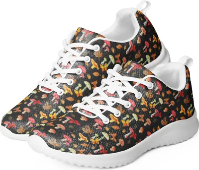 Produktbild von Mr. & Mrs. Panda Sneaker Damen Pilze Schmetterlinge Größe 38 1/2 - Grau - Geschenk, Nachtfalter, Pilz Muster, Schmetterling, Sportschuh, Bunt, Damensneaker, Frauen