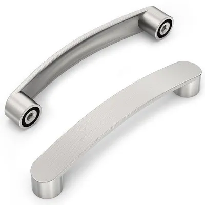 Zdjęcie produktu dla Zestaw 10 uchwytów do mebli Ibenzoa®, aluminium szczotkowane, wykończenie satynowe nikiel, otwór montażowy 128 mm, długość 143 mm, szerokość 15 mm, wysokość 24 mm – do szafek i szuflad