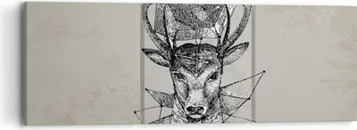 Produktbild von Bild auf Leinwand - Leinwandbild - Hirsch Geweih Wald - 90x30cm - Wand Bild - Wanddeko - Wandbilder - Leinwanddruck - Bilder - Kunstdruck - Wanddekoration - Leinwand bilder - Wandkunst - CA90x30-3072