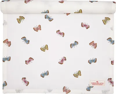 Produktbild von Greengate Tischläufer MAISIE Weiß Schmetterlinge Baumwolle 45x140 cm Tischdecke