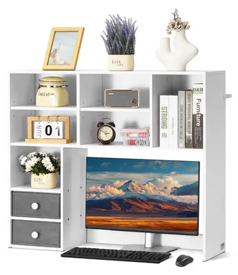 Productafbeelding van VEVOR Bureau Boekenkast, 94 x 25,4 x 79,2 cm, Displaykast van spaanplaat + melaminepapier, kast met antislipvoeten, voor kantoor, wit